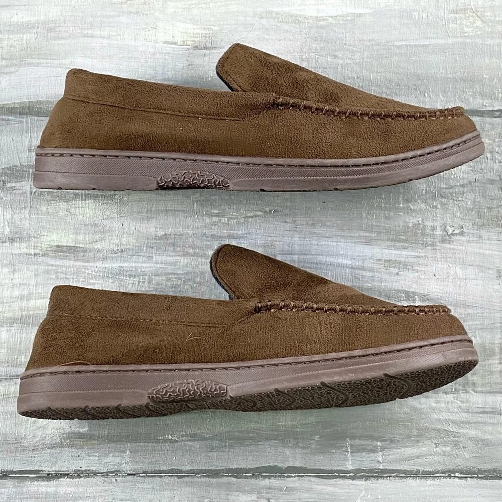 Men’s Moccasin Slipper House Shoe Indoor Outdoor Foam Hard Sole Cozy Loafer - Picture 13 of 16